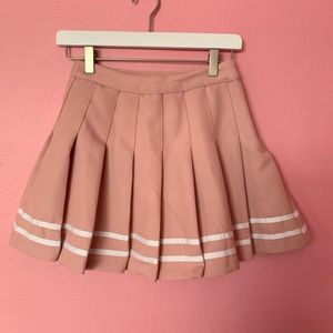 Pink Pleated Mini Skirt